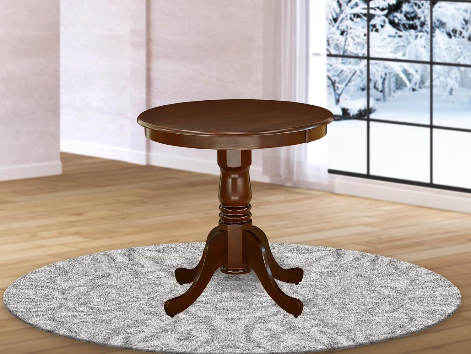 East West Furniture EMT-MAH-TP Eden Dining Room Table - a Round kitchen Table Top with Pedestal Base, 30x30 Inch, Mahogany