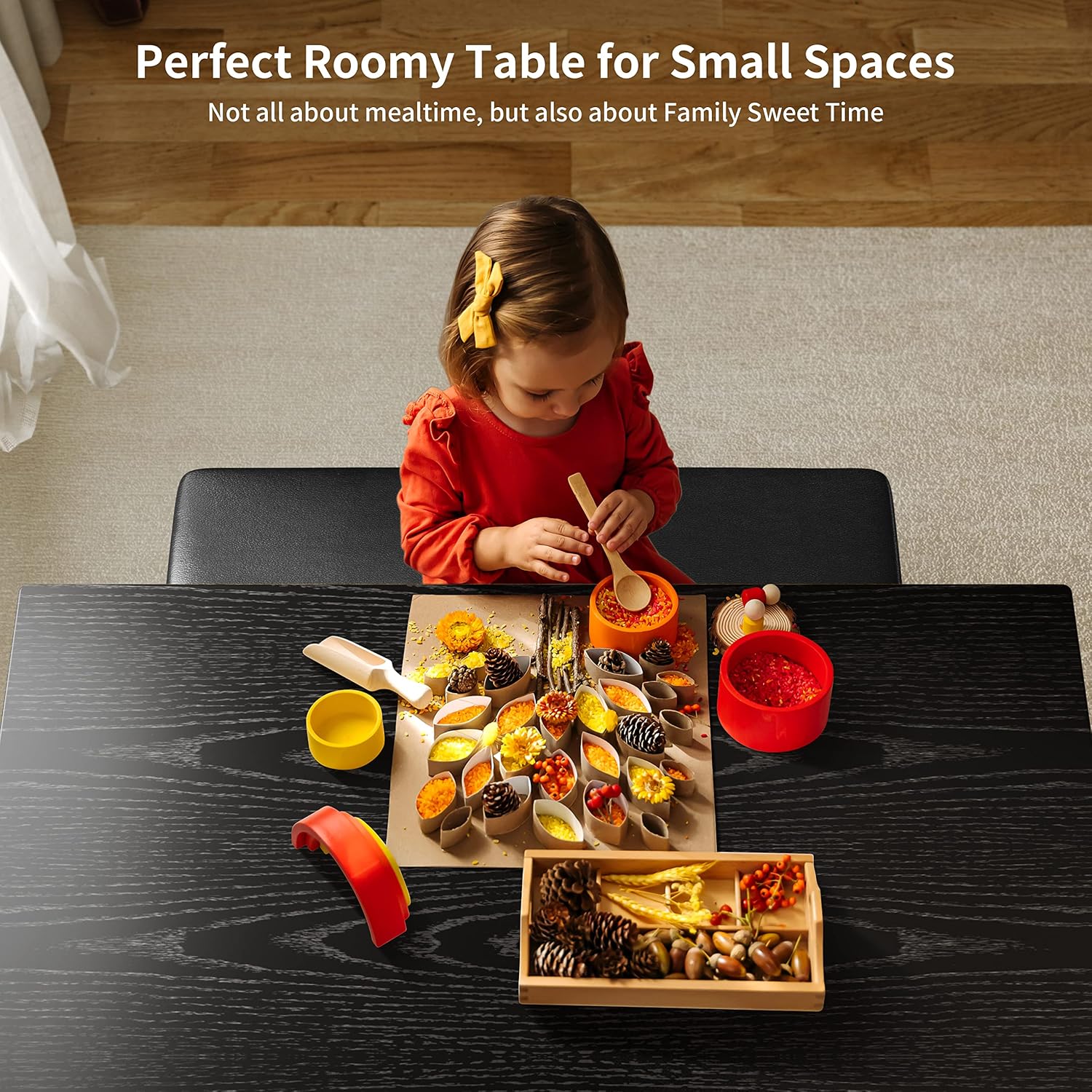 Gizoon Dining Room Table Set for 4, Modern 5 Piece Kitchen Table and Chairs Set, Small Space Comedor de 4 Sillas y Mesa, Wood Top Metal Frame for Apartment, Kitchen, Living Room, Dining Room