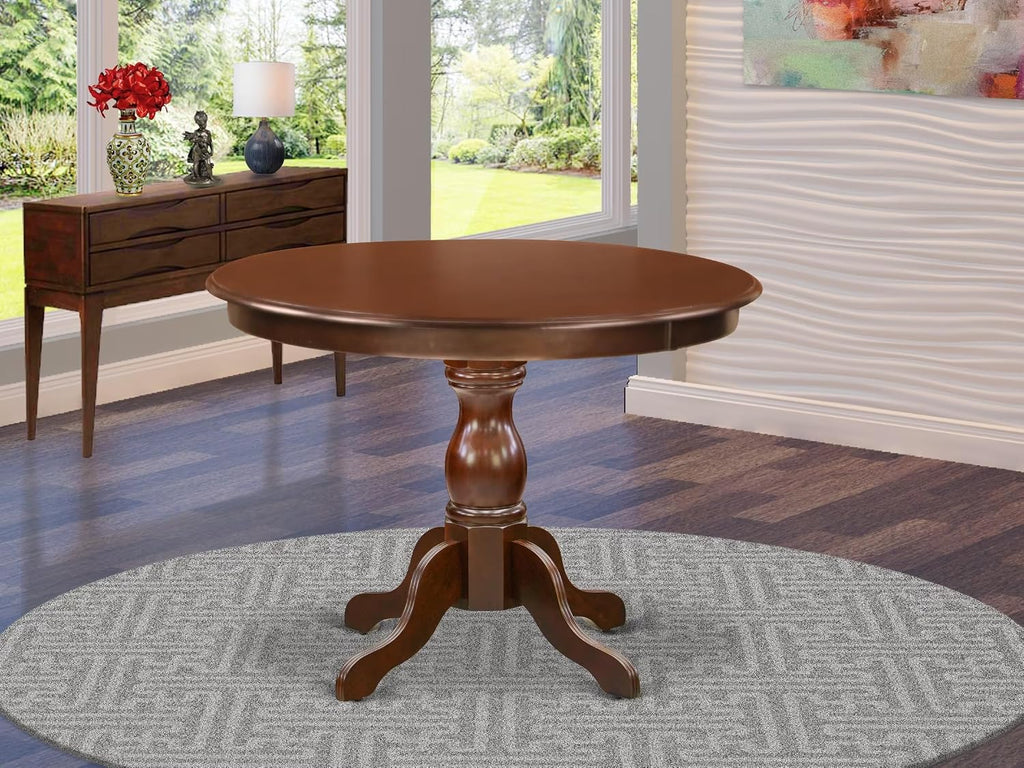 East West Furniture HBT-MAH-TP Hartland Kitchen Table - a Round Dining Table Top with Pedestal Base, 42x42 Inch, Mahogany