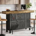 Tribesigns Bar Table with Storage Shelf, 63-Inch Large Mini Pub Table with Footrest, 2-Tier Modern Coffee Bar Cabinet Counter Height Table for Home Kitchen, Bistro, Dining Room, Living Room