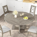 IDEALHOUSE 47' Round Dining Table Set for 4 to 6, Farmhouse Kitchen Table with Wooden Top and Pedestal Base, Circle Dinner Table for Dining Room, Kitchen Room - Grey (No Chairs)