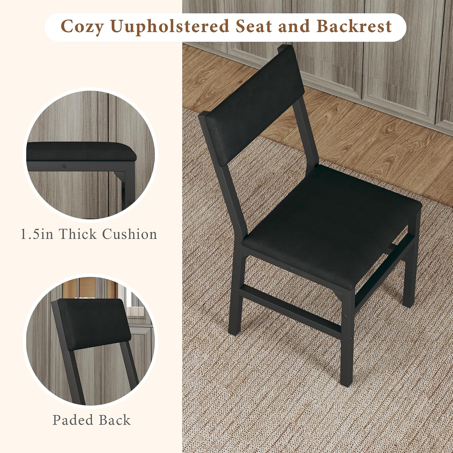 HUAHUU Dining Table Set for 4, Extendable Kitchen Table Cushion Chairs Set of 4, Rectangle Dining Table with Metal Frame & MDF Board, Folding for Small Apartment Saving Space, Gray