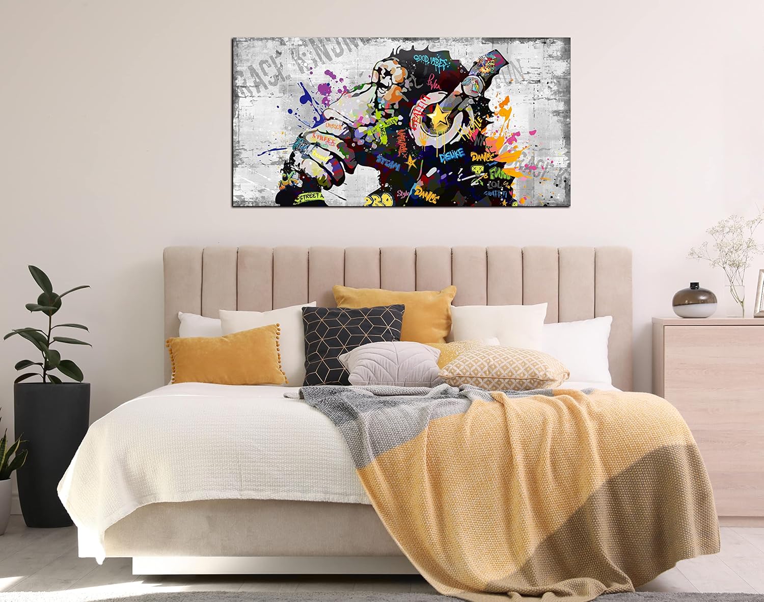 Kepgonegu Large Banksy Canvas Wall Art Graffiti Gorilla Picture for Living Room Bedroom Funny Wall Decor Size 60' W x 30' H