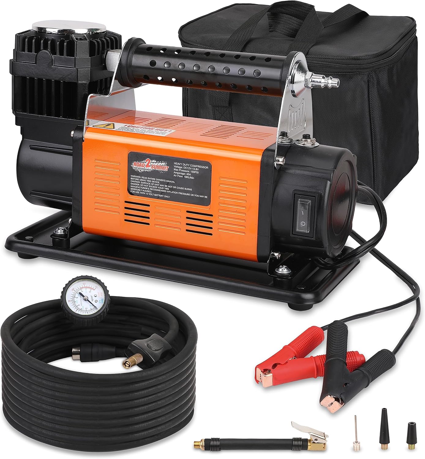 Heavy Duty Portable 12V Air Compressor Kit Inflate 6.35CFM (180L/ Min), Max 150PSI, Off-Road Air Compressor Kit for 4x4 Vehicle RV, Air Pump for ATVS Tire, for Car and SUV Tire