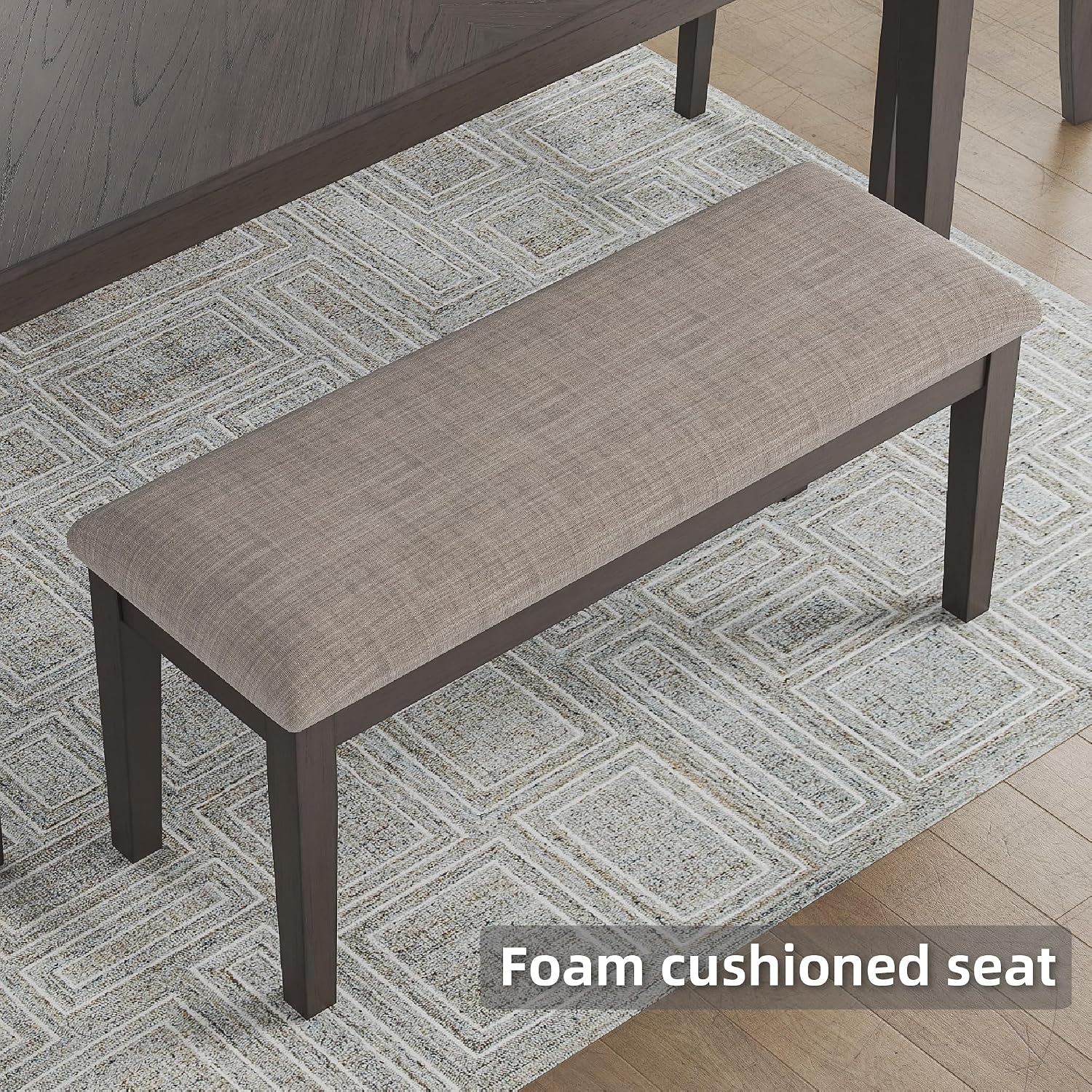 Signature Design by Ashley Wrenning Diamond Patterned Dining Table Set, 4 Upholstered Chairs and Bench, Seats 6, Wood, Gray