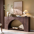 IFGET 63' Arched Console Table, 2-Tier Modern Entryway Table with Arched Base, Narrow Long Wood Sofa Table Behind Couch Table for Living Room, Hallway, Foyer, Brown