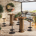 Tribesigns Round Bar Table Set of 2, Industrial Bistro Sets with 2 barstools, Pub Cocktail Table with Metal Ring Footrest for Kitchen Nook, Apartment, Small Space