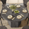 SICOTAS Round Dining Table for 4 6 People 47' Fluted Kitchen Dinner Table Modern Wooden Circle Dining Room Table with Sturdy Base for Dining Room Kitchen Living Room, Dark Grey Alder