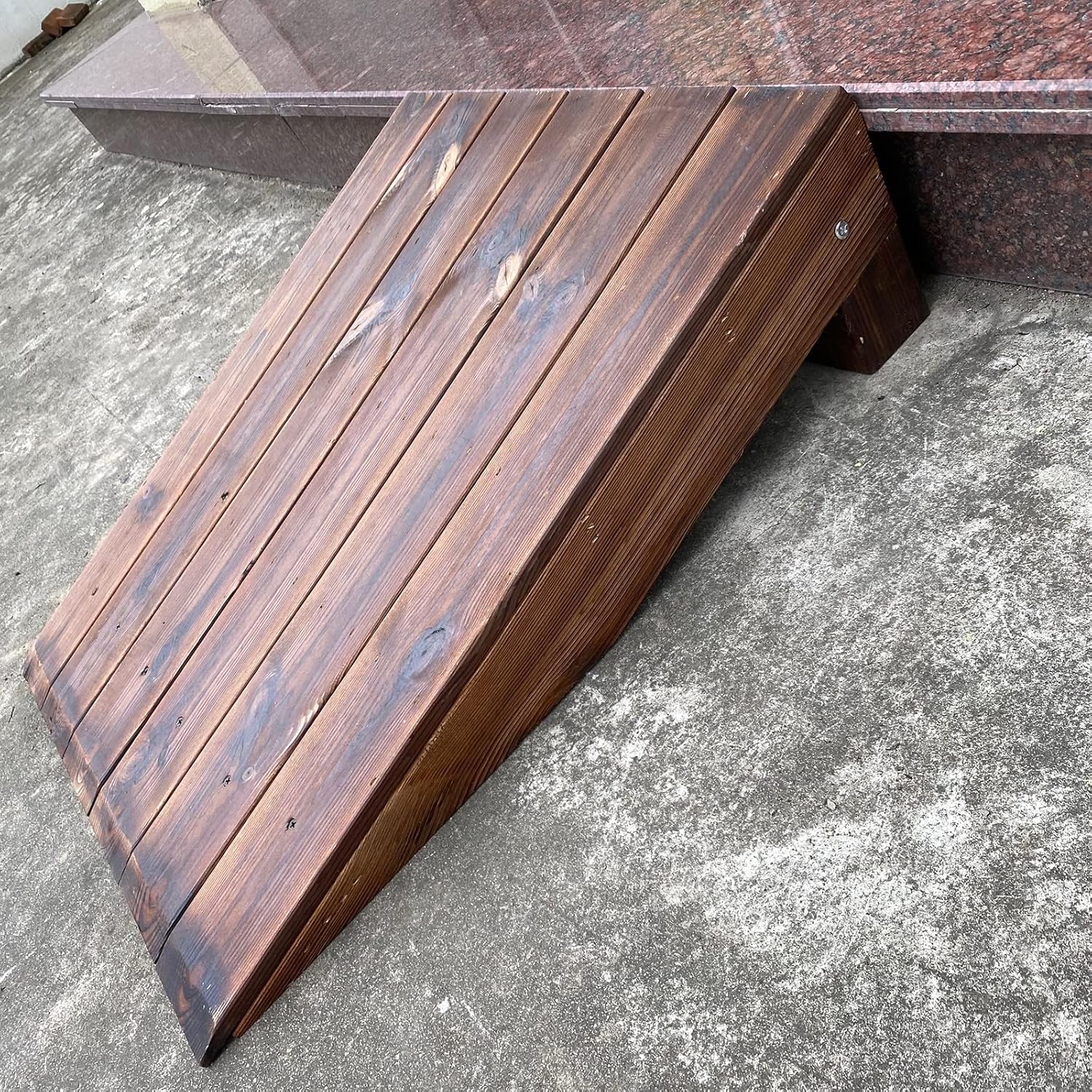 Brown Wooden Doorway Threshold/Kerb Ramp, Non-Skid Patio Garage Bike/Motorcycle/Wheelchairs Ramps, 3.9'/7'/7.8'/9.8' High (60x18x70cm/23x7x27in)