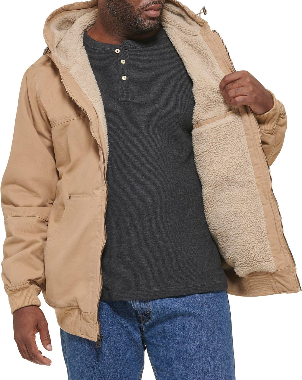 Levi's Men's Workwear Cotton Canvas Hooded Bomber Jacket