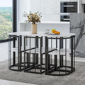 7 Piece Dining Table Set, Metal Kitchen Dining Table Set with Chairs for 6 Persons for Small Space, Black White