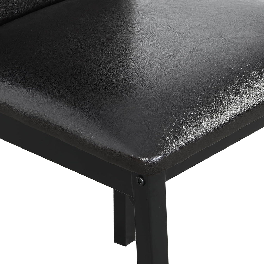 Roundhill Furniture 5 Piece Citico Metal Dinette Set with Laminated Faux Marble Top, White Table with Black Chairs