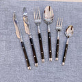 24 Piece Black Silverware Set for 4 Classic Flatware Set Elegant 18/8 Stainless Steel Western Rivet Cutlery Delicate Utensils for Home Holiday Dishwasher Safe Mirror Polished Thanksgiving Christmas