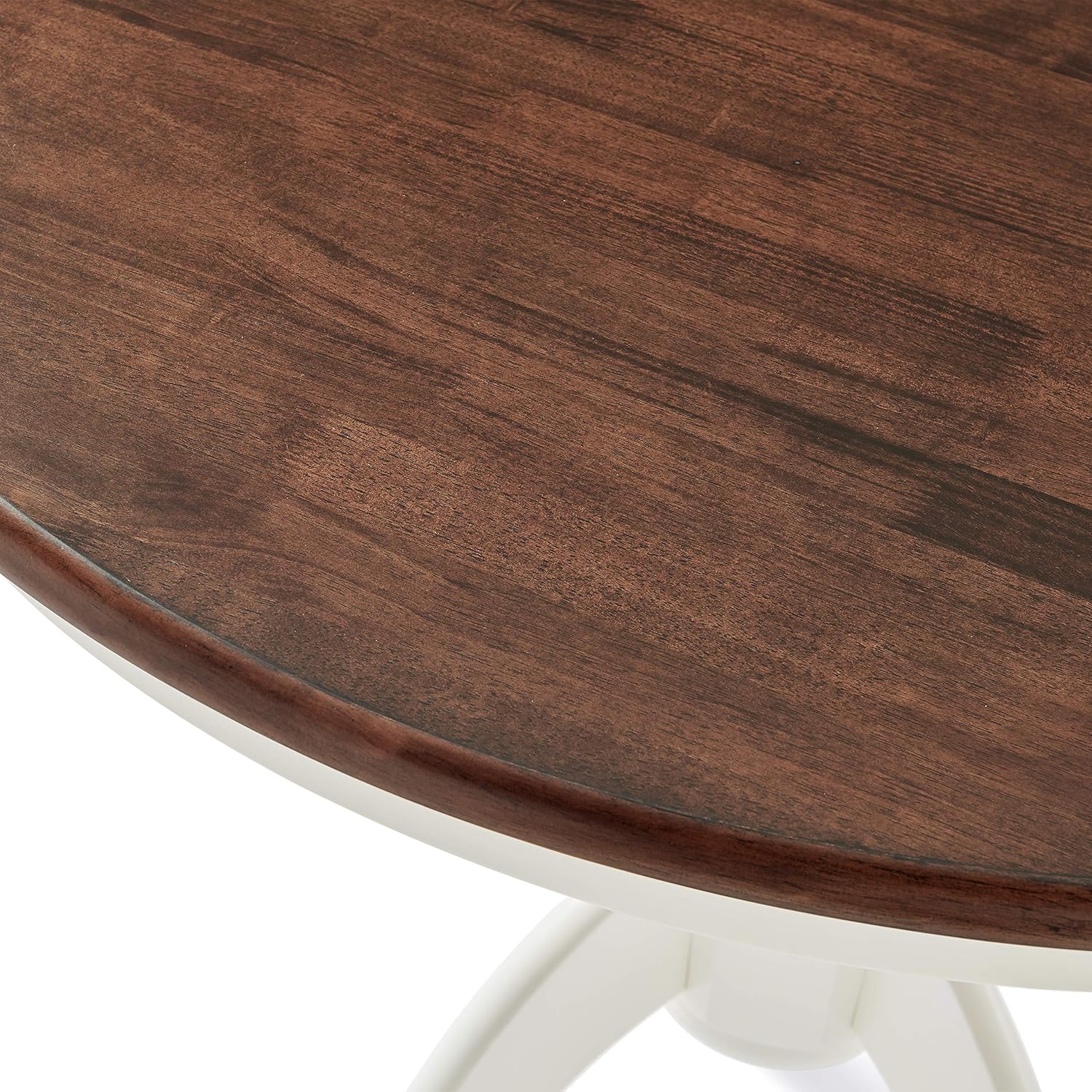 Crosley Furniture Shelby Traditional Round Wood Dining Room Table, Distressed White