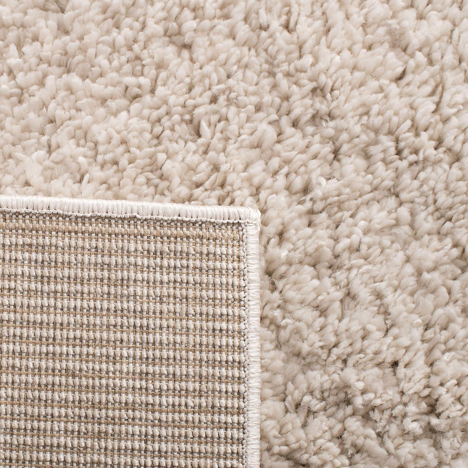 SAFAVIEH August Shag Collection 2'3' x 18' Beige AUG900D Solid Non-Shedding 1.25-inch Thick Living Room Dining Entryway Foyer Hallway Runner Rug